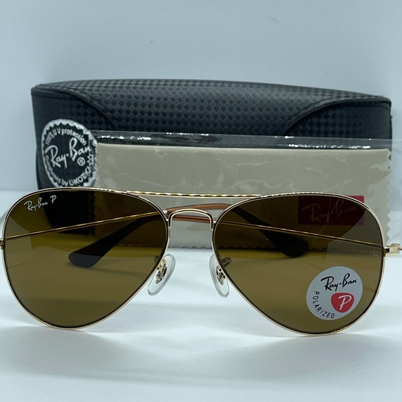 New Rayban Aviator Polarized 3025 Gold/Brown Polar - Picture 2 of 10